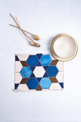 Sade Çini 2li Amerikan Servis Seti – Geometrik Çini Desenli - 3