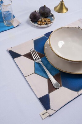 Sade Çini 2li Amerikan Servis Seti – Geometrik Çini Desenli - 2