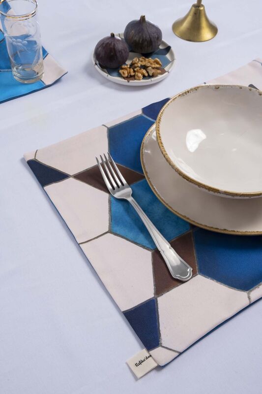 Sade Çini 2li Amerikan Servis Seti – Geometrik Çini Desenli - 2