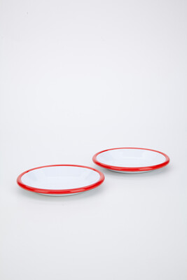 2'li Kırmızı Emaye Meze Tabak Seti - Refikadan