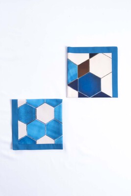 2li Peçete Seti – Geometrik Çini Desenli - Thumbnail