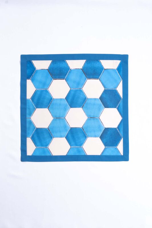 Sade Çini 2li Peçete Seti – Geometrik Çini Desenli - 5