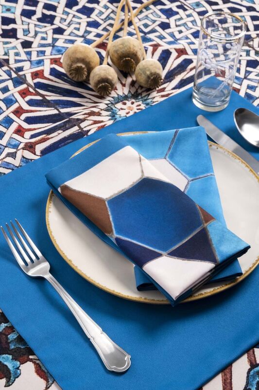 Sade Çini 2li Peçete Seti – Geometrik Çini Desenli - 2