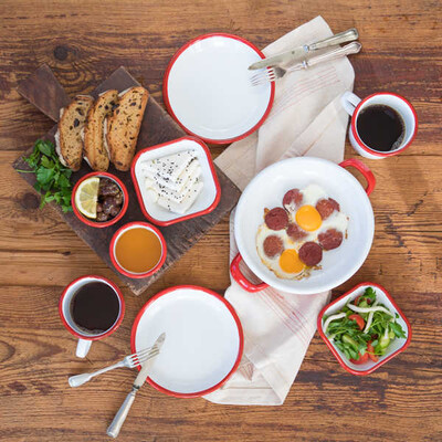 Beyaz Kırmızı İki Kişilik Kahvaltı Seti - Thumbnail