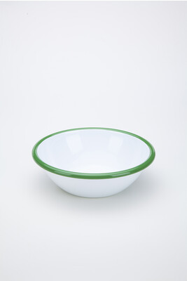 Beyaz Yeşil Emaye Salata Kasesi - Thumbnail