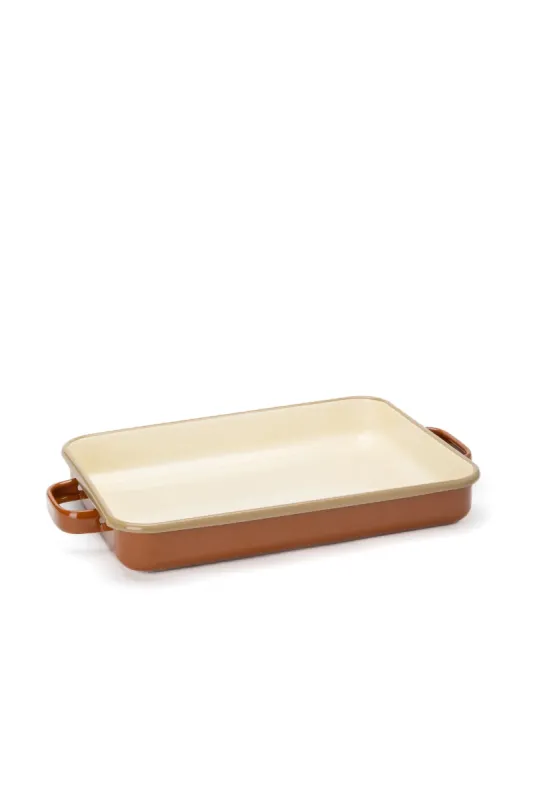 Emaye Dikdörtgen Fırın Tepsisi - Tarçın Kordonlu - 1