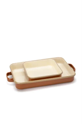 Emaye Dikdörtgen Fırın Tepsisi - Tarçın Kordonlu - 5