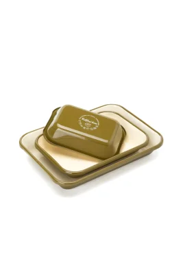 Emaye Fırın Kabı Seti 3lü Dikdörtgen - Haki Kordonlu - Refikadan (1)