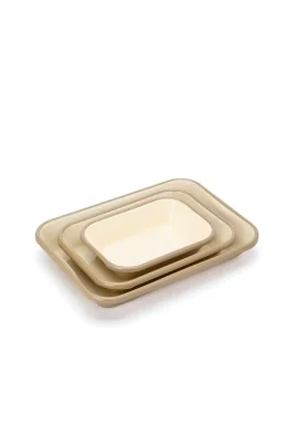 Emaye Fırın Kabı Seti 3lü Dikdörtgen - Taş Kordonlu 