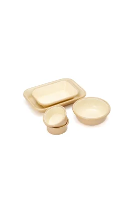 Emaye Kahvaltı Seti - Bej Kordonlu - Refikadan (1)