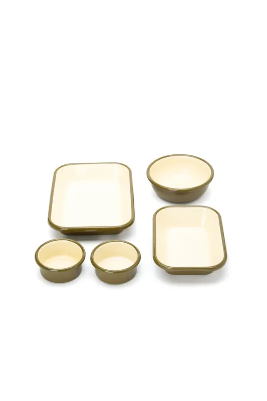 Emaye Kahvaltı Seti - Haki Kordonlu - 1