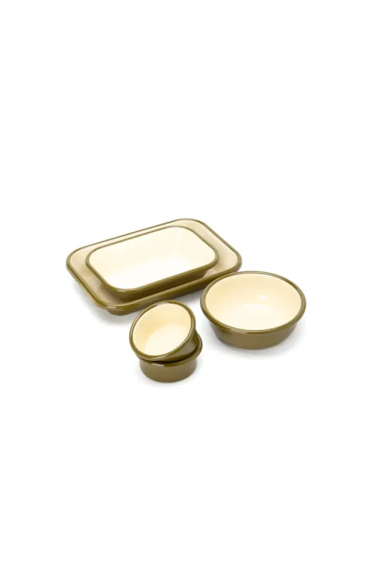 Emaye Kahvaltı Seti - Haki Kordonlu - 2