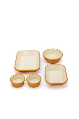 Emaye Kahvaltı Seti - Hardal Kordonlu - 1