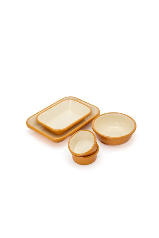 Emaye Kahvaltı Seti - Hardal Kordonlu - 2