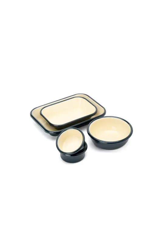 Emaye Kahvaltı Seti - Petrol Kordonlu - 2