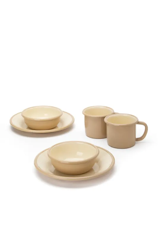 Emaye Kamp Seti - Bej Kordonlu - 1