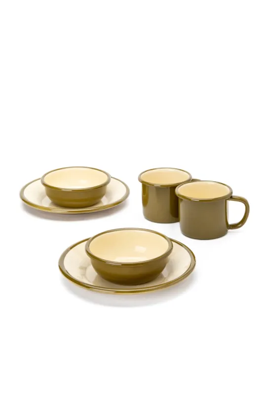 Emaye Kamp Seti - Haki Kordonlu - 1