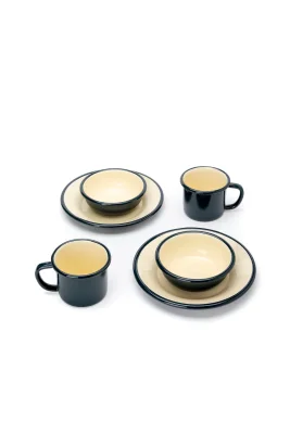 Emaye Kamp Seti - Petrol Kordonlu 