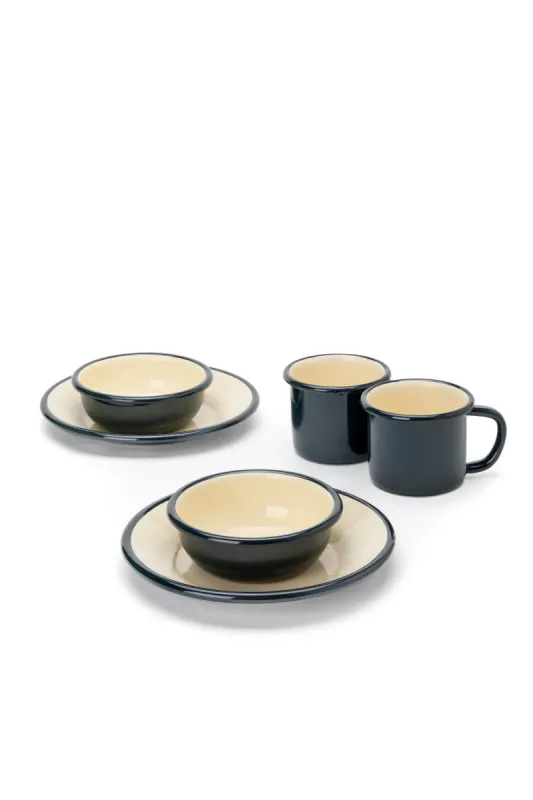 Emaye Kamp Seti - Petrol Kordonlu - 3