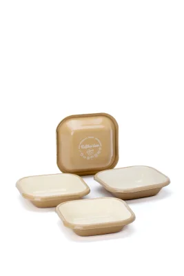 Emaye Kare Kase Seti 4lü - Bej Kordonlu - 1