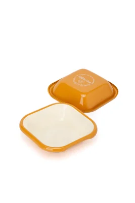 Emaye Kare Kase Seti 4lü - Hardal Kordonlu - Refikadan (1)