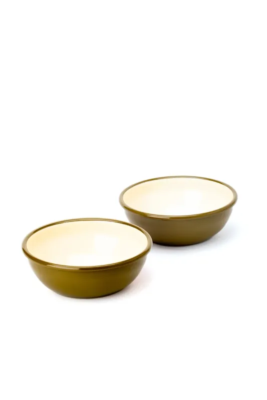 Emaye Kase Seti 2li - Haki Kordonlu - 1