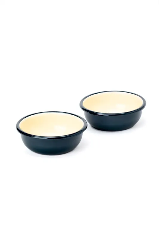 Emaye Küçük Kase Seti 2li - Petrol Kordonlu - 1