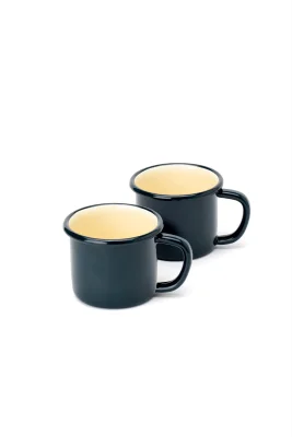 Emaye Kupa Seti 2li - Petrol Kordonlu 