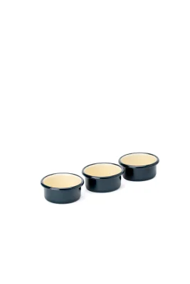 Emaye Mini Kase Seti 3lü - Petrol Kordonlu 