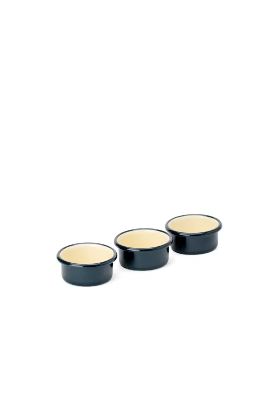 Emaye Mini Kase Seti 3lü - Petrol Kordonlu - 1