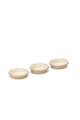 Emaye Sosluk Seti 3lü - Bej Kordonlu XS Kase Seti 