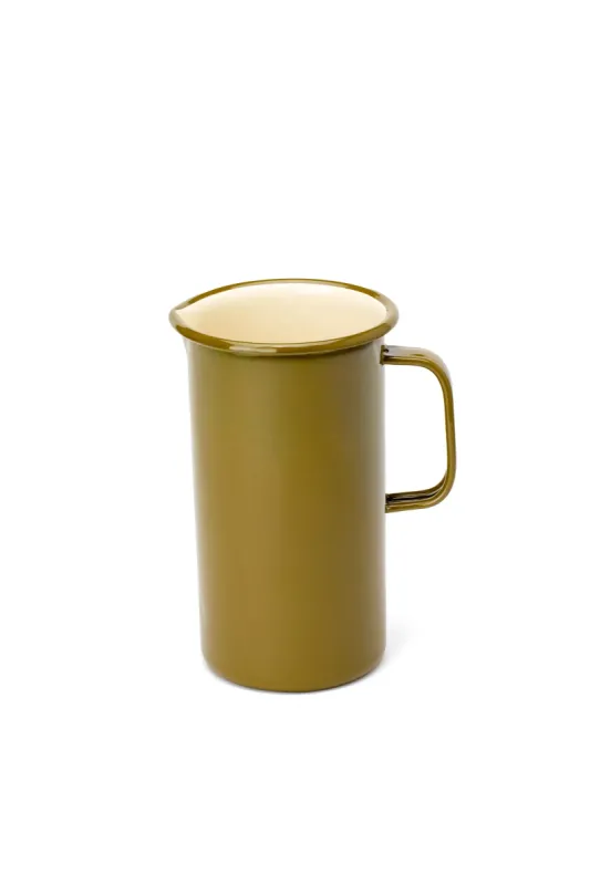 Emaye Sürahi Büyük - Haki Kordonlu - 1