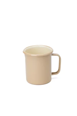 Emaye Sürahi Orta 13,5 cm - Bej Kordonlu 