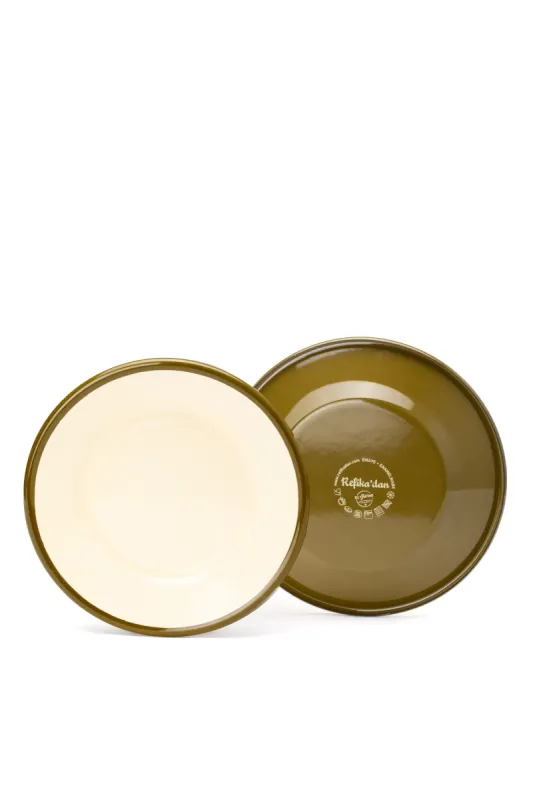 Emaye Tabak Seti 2li 21cm - Haki Kordonlu - 1