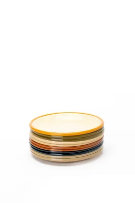 Emaye Tatlı Tabağı Seti 2li - Bej Kordonlu - Refikadan (1)