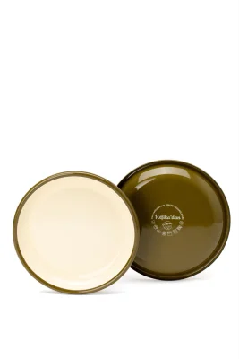 Emaye Tatlı Tabağı Seti 2li - Haki Kordonlu - 1