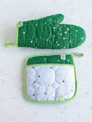 Fırın Eldiveni ve Tutacak Seti - Yeşil - 4