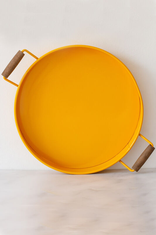 Galvaniz Sarı Yuvarlak Tepsi - 37 cm - 1