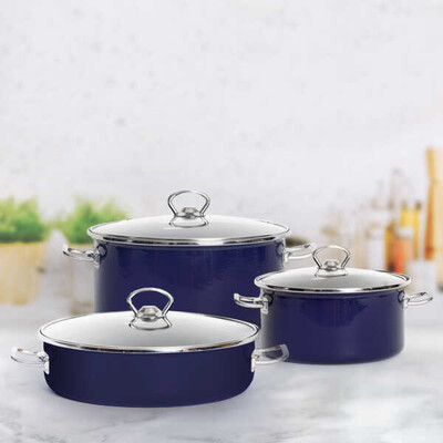 Geniş Aile 6 Parça Tencere Seti | Lacivert - Refikadan