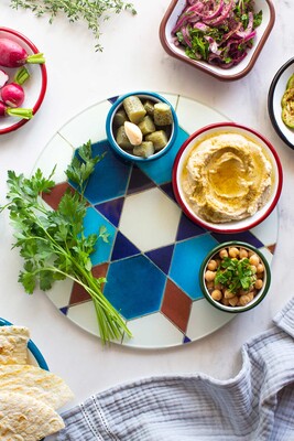 Geometrik Motifli Yuvarlak Cam Dekoratif Sunum Tabağı 