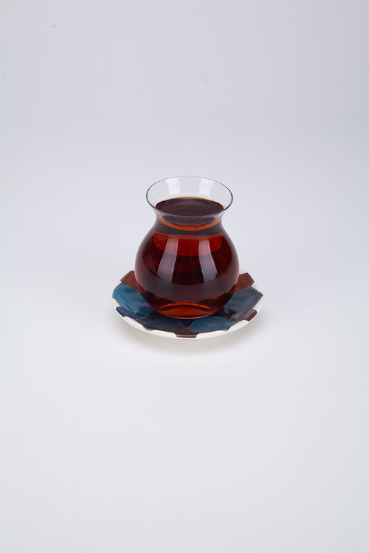 Gönlübol Çay Bardağı ve Tabağı - Geometrik Desenli - 4