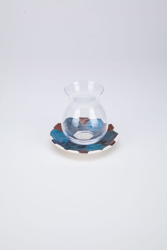 Gönlübol Çay Bardağı ve Tabağı - Geometrik Desenli - 3