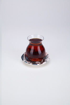 Gönlübol Çay Bardağı ve Tabağı - Hatal Desenli - 4