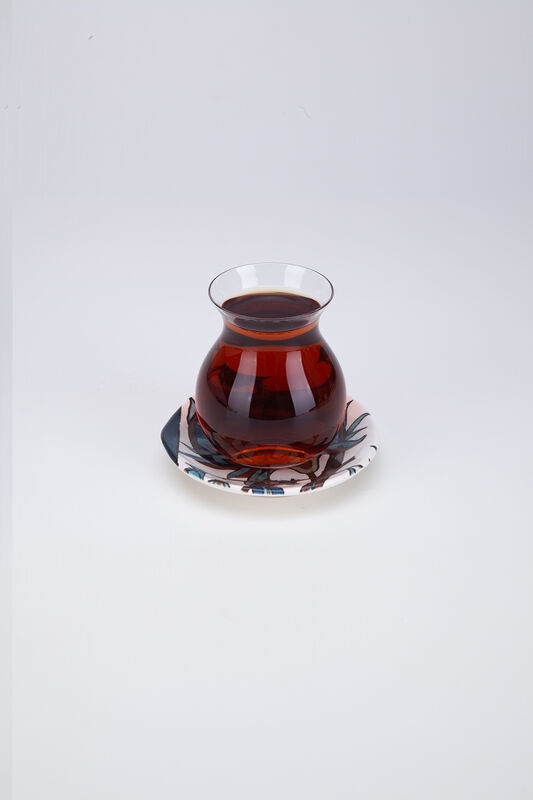 Gönlübol Çay Bardağı ve Tabağı - Hatal Desenli - 4