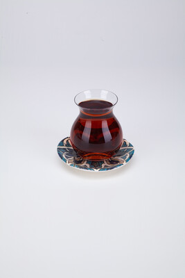Gönlübol Çay Bardağı ve Tabağı - Rumi Desenli - 4