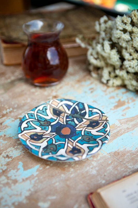 Gönlübol Çay Bardağı ve Tabağı - Rumi Desenli - 2