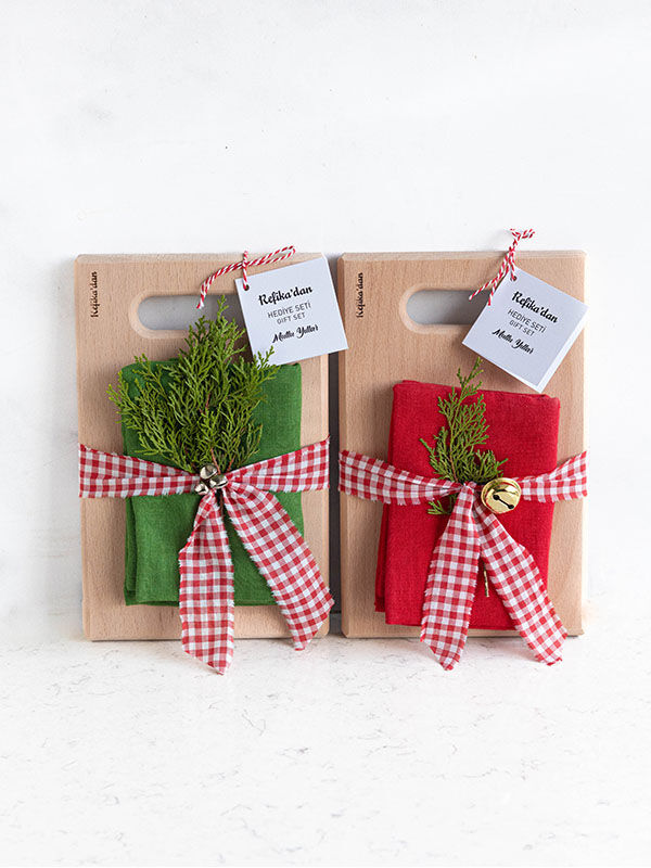 Gürgen Kesme Tahtası+Müslin Kurulama Bezi set - Kırmızı - 4