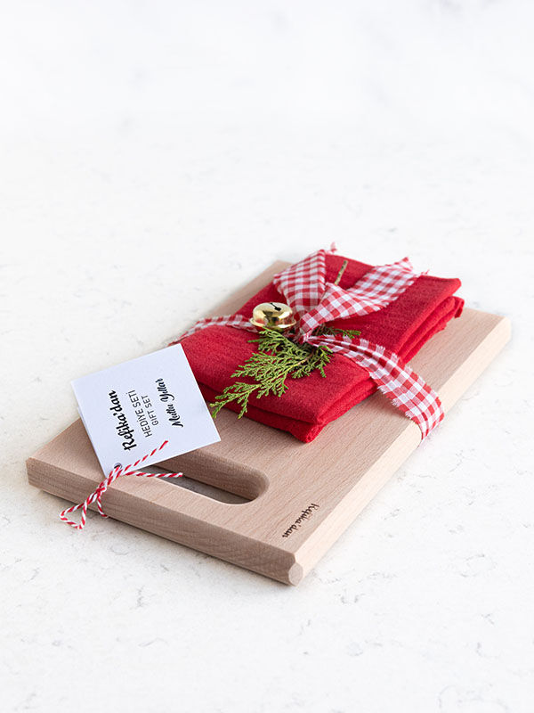 Gürgen Kesme Tahtası+Müslin Kurulama Bezi set - Kırmızı - 3