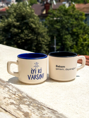 Babalar Günü Kupa Seti - İyi Ki Varsın & Babam Şansım Dayanağım - Seramik Kupa 153 ML - 3