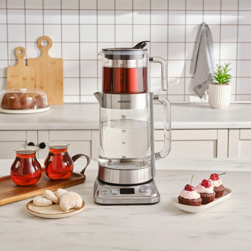 Karaca Refika'dan XL Cam Çay Makinesi Chrome - KARACA X REFIKA BIRGÜL
